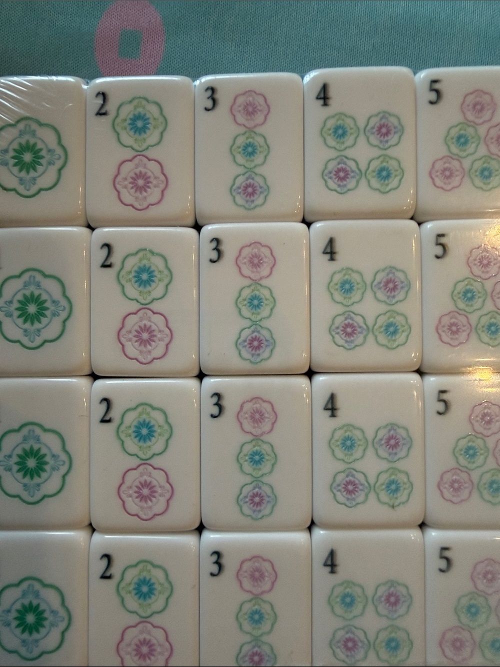 Pastel Mahjong Set on Turquoise  Game Mat - Picture 6 of 12